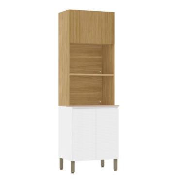 Imagem de Paneleiro Cozinha Torre Quente Duplo Minsk Branco/freijó Z06 - Mpozenato