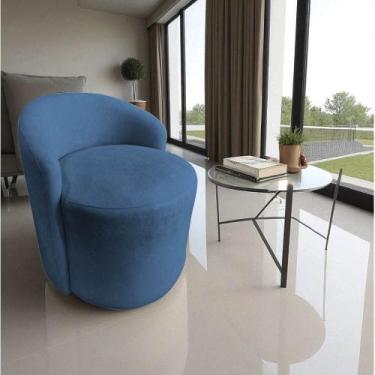 Imagem de Poltrona Decorativa Yara Orgânica Bouclé Azul Marinho - Mazzero Decor