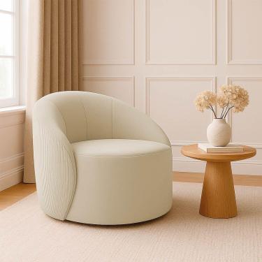 Imagem de Poltrona Decorativa Orgânica Lua Cotelê-veludo Bege D03 - D'rossi