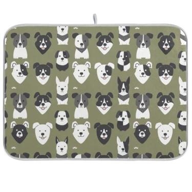 Imagem de Tapetes de secagem de pratos verdes para cães, tapete de café reversível, tapete de microfibra para decoração de bancada de cozinha 45 x 61 cm