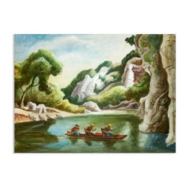 Imagem de Zeichn8u Thomas Hart Benton Paintings Arte de parede Buffalo River Ozarks Reproduções de arte clássicas Thomas Hart Benton Pôster em tela para sala de estar decoração de parede de casa 65 x 50 cm (66