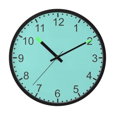 Imagem de ODAWA Relógio de parede azul verde com luz LED 30,5 cm relógio de parede silencioso para escritório, cozinha, quarto