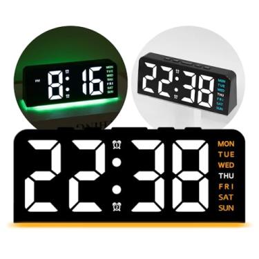 Imagem de Relógio Digital para Mesa - Display de Led com Luz Noturna, Função de Despertador, Carregável via cabo (Led Laranja)