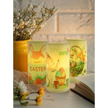 Imagem de Aulaygo 3 peças de velas de Páscoa sem chama, coelhinho da páscoa, velas de LED, velas sem chama de Páscoa com controle remoto para quarto, sala de estar, decoração feliz para o dia da Páscoa