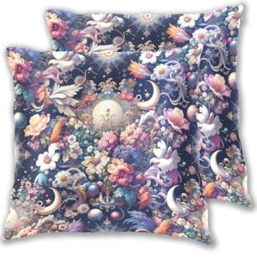 Imagem de ODAWA Capa de almofada, capas de almofada decorativas de fantasia de jardim, capas de almofada quadradas com zíper para sofá-cama 40,6 x 40,6 cm