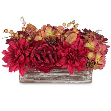 Imagem de DILATATA Decoração de outono floral colheita de outono com peônia artificial, crisântemo, hortênsia, flores, bagas, arranjo para decoração de outono e festa de Ação de Graças