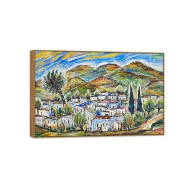 Imagem de BMZFYBS David Burliuk Famosas impressões em tela de arte de parede prontas para pendurar. Paisagem 3. Pintura de moldura de madeira para decoração de sala de estar 30 x 45 cm 12 x 18 polegadas