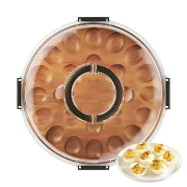 Imagem de Tabuleiro para Recheados - Organizador Com 24 Compartimentos E Tampa | Pratos para Recheados,para Ação de Graças Páscoa Jantares Buffets Cozinha Casa Aperitivos Balcão Mesa Catering