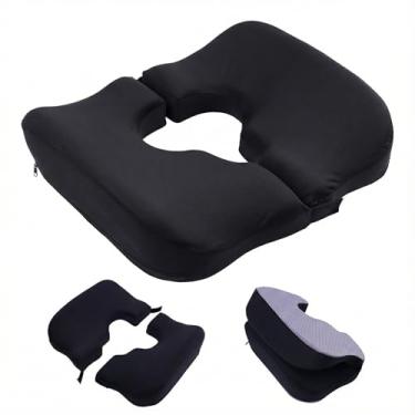 Imagem de Almofada de cóccix para cama com design dividido – Almofada de alívio de pressão em forma de T para dor no cóccix, hemorróidas, pós-cirurgia e pacientes acamados | Almofada de donut para cadeira de