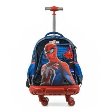 Imagem de Mochila de 4 Rodinhas Masculina Homem Aranha Azul Escuro - Marvel, U, 