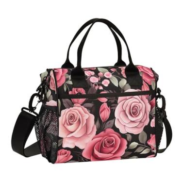 Imagem de GAIGEO Lancheira rosa com folhas para mulheres trabalhadoras, lancheira pequena feminina, lancheira feminina isolada, P