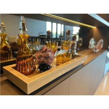 Imagem de Bandeja Branca Grande Decoração Vidro Cozinha Sala Bar 60x25 - Inova D