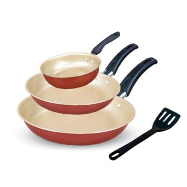 Imagem de Conjunto de Frigideiras Antiaderente 3 Peças Elegance – Frigideira Francesa e Omeleteira (Cereja)