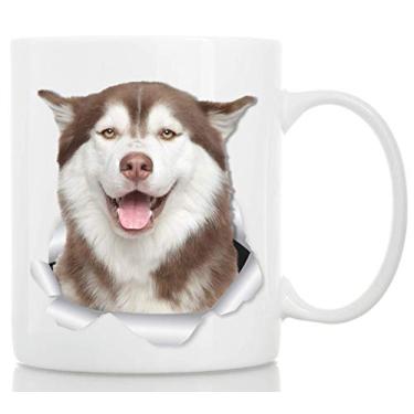 Imagem de Caneca Happy Husky - Caneca de cerâmica Siberain Husky Cofee - Presentes perfeitos de Husky Siberiano para mãe e pai Husky - Caneca engraçada e fofa de cachorro Husky para amantes de cães (325 ml)