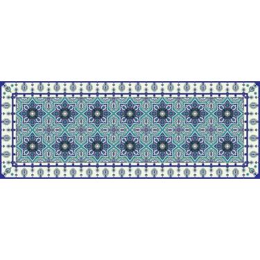 Imagem de IRI-GIRI Tapete decorativo de vinil para cozinha, linóleo, PVC, piso de azulejo, colorido, durável, antiderrapante, lavável à mão e protege pisos 160 x 60 cm, Eastern Star 231
