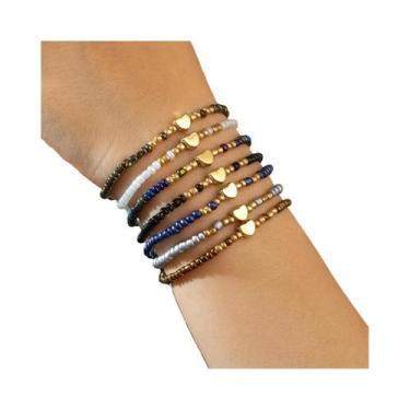 Imagem de Conjunto De Pulseiras De Contas De Arroz Coloridas Para Mulheres Com P