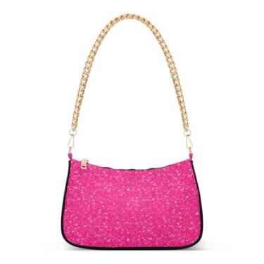 Imagem de Bolsa de ombro de corrente rosa malva, bolsa feminina Hobo com grande capacidade, bolsa clutch elegante para todos os dias ou à noite