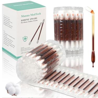Imagem de Cotonetes de iodo estéreis para primeiros socorros | Bastões de algodão antisséptico de uso único | Desinfecção de feridas, portátil e conveniente para viagens, casa, crianças e emergências ao ar