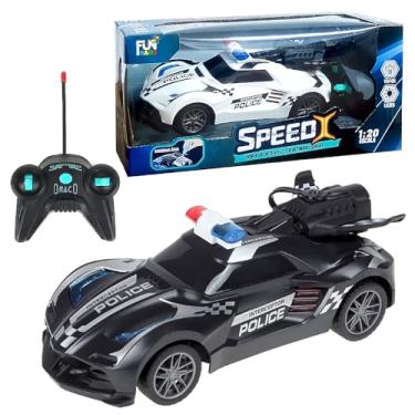 Imagem de Super Carrinho de Polícia Controle com Fumaça Recarregável (Preto)