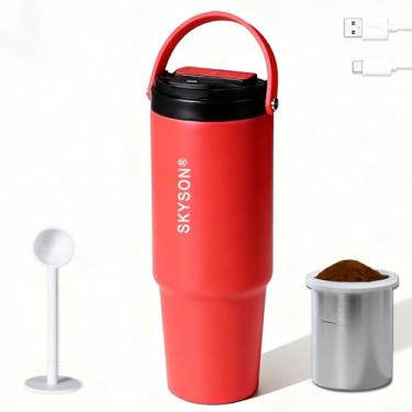 Imagem de minkah Caneca de café grande isolada de aço inoxidável, mini máquina de café com filtro de extração rápida, 850 g reutilizável à prova de vazamento, garrafa de água gelada, xícara de café, caneca de