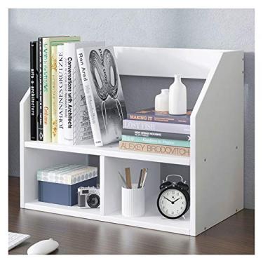 Imagem de Estante de mesa suporte de exibição de piso de camada dupla estante de mesa prateleira de madeira para escritório organizador de mesa rack de armazenamento de escritório estante de livros industrial