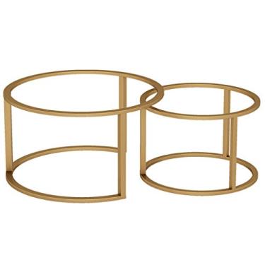 Imagem de Pernas de mesa redonda, pernas de metal resistente, pernas de mesa de café, pernas DIY, para mesas de computador de banco de escritório doméstico (combinação dourada)