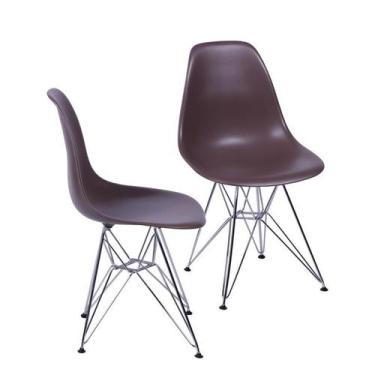 Imagem de Kit 2 Cadeiras Boxbit Dkr Eames Base Cromada Café