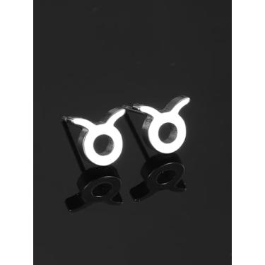 Imagem de 12 brincos de constelação para mulheres, brincos de argola de prata com símbolo de constelação para mulheres, Medium, Metal, Zircônia cúbica