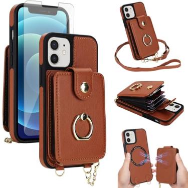 Imagem de Asuwish Capa de telefone para iPhone 12 Pro iPhone12 6.1 capa carteira magnética destacável e protetor de tela anel suporte compatível com bloqueio de RFID MagSafe iPhone12pro 5G i 12s 12pro para