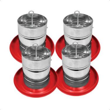 Imagem de Kit 4 Comedouro Tubular 5kg p/ Frango Aves Galinha Faisão Prato Anti D