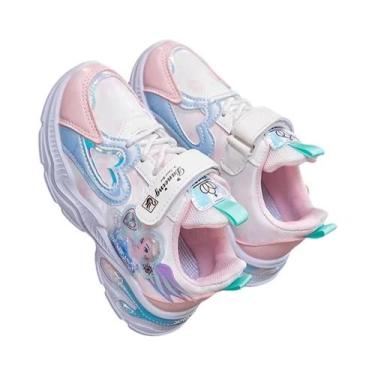 Imagem de Tênis Casuais Respiráveis Para Meninas Frozen Elsa, Tênis Brancos Tama