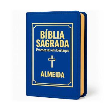 Imagem de Bíblia Sagrada Letra Pequena Luxo Azul - REI DAS BIBLIAS