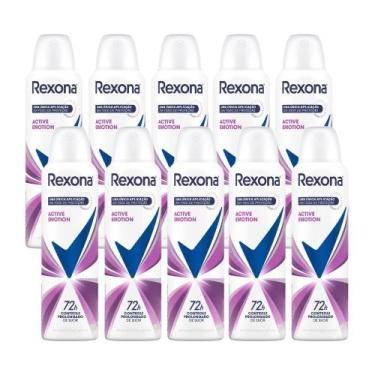 Imagem de Kit 10 Desodorante Antitranspirante Rexona Active Emotion Aerosol com 