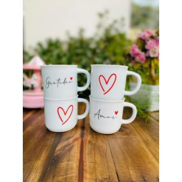 Imagem de Jogo 4 Canecas Ágatas Porcelana 200 ml Decoradas - Neo Porcelanas