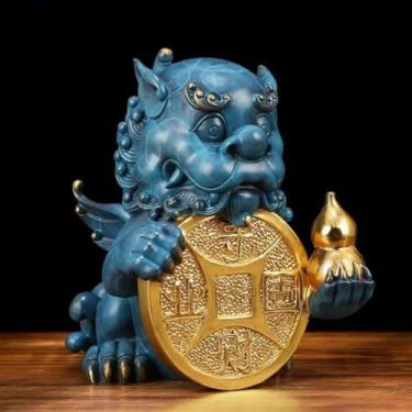 Imagem de FENNYYAR Estátua Pixiu Atraída Riqueza de Cobre, 13 cm, Sala de Estar Abertura de Loja Presentes Mascote Feng Shui Decoração