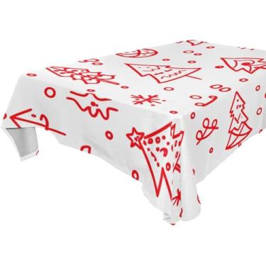 Imagem de Blueangle Toalha de mesa de árvore de Natal – Toalha de mesa retangular de poliéster impermeável e resistente a manchas para ambientes internos e externos, 137 x 183 cm (227)