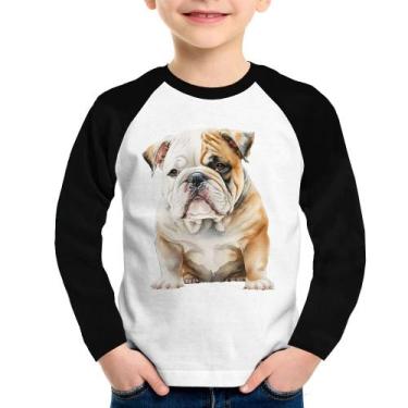 Imagem de Camiseta Raglan Infantil Bulldog-Inglês Manga Longa - Foca na Moda, Br