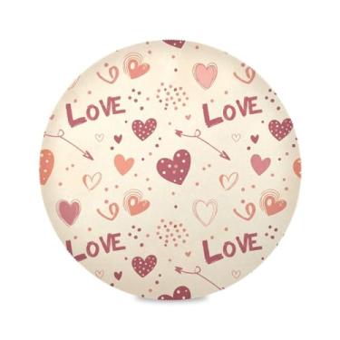 Imagem de Wassud Jogo americano com elementos de amor tapetes de mesa redondos para cozinha e jantar tapetes laváveis resistentes ao calor decoração de mesa 39 cm