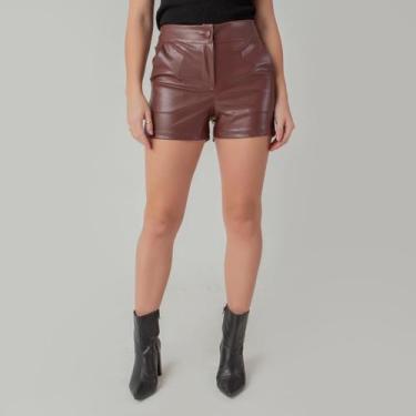 Imagem de Shorts susie curto couro feminino - Susie Modas, Marrom, M