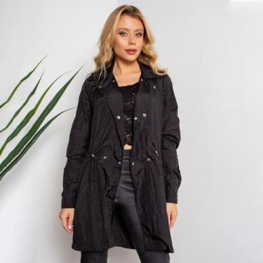 Imagem de Casaco susie parka casual com botões feminino - Susie Modas, Preto, P,