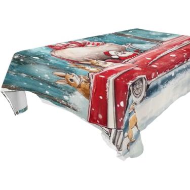 Imagem de Blueangle Toalha de mesa vermelha vintage para carro – Toalha de mesa retangular de poliéster impermeável e resistente a manchas para ambientes internos e externos, 152 x 274 cm (727)