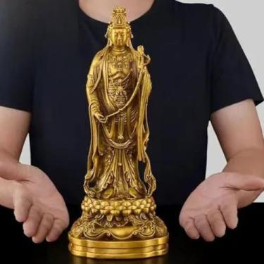 Imagem de FENNYYAR Buda Bodhisattva Mahasthamaprapta de cobre puro, 28 cm 28 cm, decoração de sala de estar, escultura Feng Shui