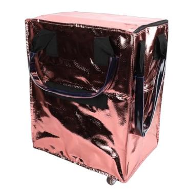 Imagem de Asixxsix Sacola de Compras Reutilizável sobre Rodas, Fecho de Zíper Dobrável, Sacola de Compras, Carrinho Portátil de Grande Capacidade Com Vários Bolsos e Alça para Lavanderia (Ouro rosa)