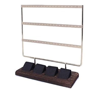 Imagem de Suporte de barra de toalha e brinco de 3 camadas - Suporte de exibição de joias de madeira branca elegante para pulseiras e brincos - Organizador que economiza espaço para decoração de casa