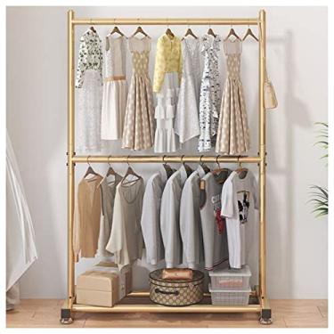 Imagem de Organizador de roupas de cabide duplo - Suporte ajustável de 100 cm para pendurar casacos, saias, suéteres - Solução resistente de armazenamento de roupas para casa e varejo