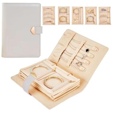 Imagem de MEUPEHO Estojo de joias de viagem, organizador de joias de viagem com 5 bolsas de veludo com zíper para brincos, anéis, colares, pulseiras, presentes de aniversário e dia dos namorados para mulheres e