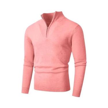 Imagem de Suéter Masculino Leve De Lã Com Zíper, Gola Alta, Cardigã Casual De Co