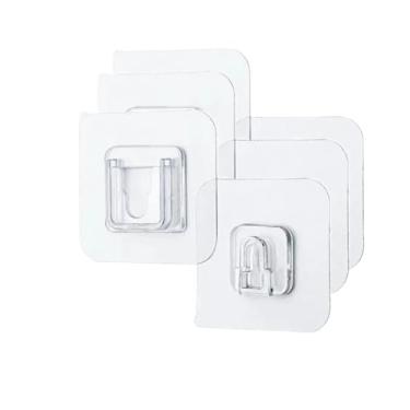 Imagem de Ganchos de parede adesivos de dupla face, ganchos de sucção transparentes e fortes, suportes de armazenamento de cozinha e banheiro (6 peças (3 pares))