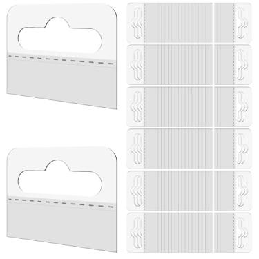Imagem de Quilax 200 peças de abas para pendurar, orifício redondo, 45 * 35 mm etiqueta de pendurar autoadesiva transparente de plástico com orifício de fenda, etiquetas de produto para pendurar para exibição