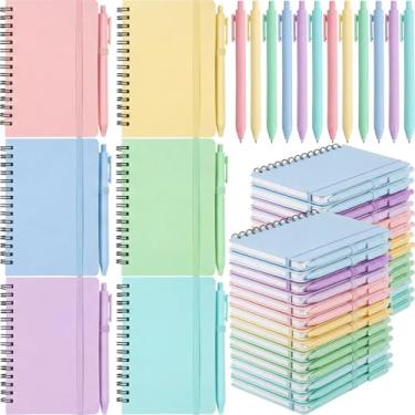Imagem de Fulmoon Conjunto de 30 cadernos espirais A6 com caneta esferográfica em 10 cores, 50 folhas, cadernos pequenos pautados a granel de 10 x 15 cm, diários para material de volta às aulas, presentes para